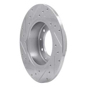 Land Rover Defender Brake Rotor (1) - Rear Right - R1 Concepts - Drilled & Slotted - Silver - `74-`16